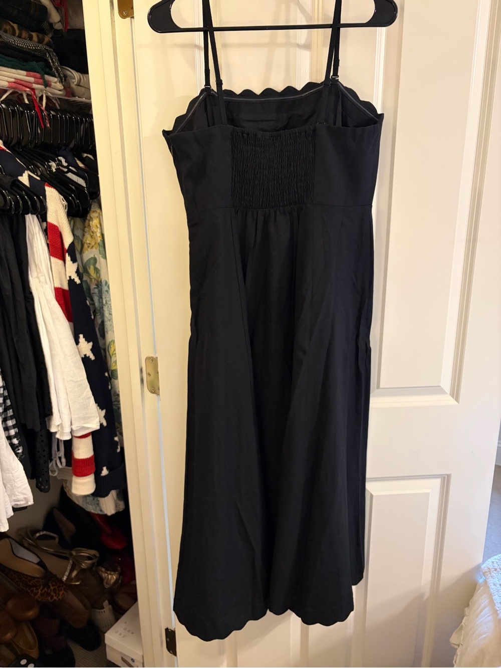 GAP Black Scalloped-Edge Midi Dress with Thin Straps - Picture 2 of 8